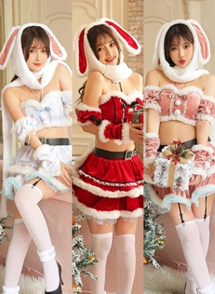 【即日発送】たれ耳バニーサンタ《クリスマスコスプレ9点セット》【Malymoon/マリームーン】【9614】|クリスマスコスプレ（X’mas-costume）|オリジナルコスチューム(original