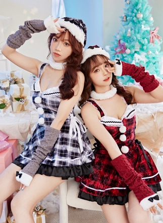 【即日発送】アームウォーマーチェックサンタ《クリスマスコスプレ6点セット》【Malymoon/マリームーン】【9632】|クリスマスコスプレ（X’mas-costume）|オリジナルコスチューム(or