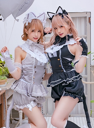 【即日発送】2カラーキャットコスチューム《ハロウィンコスプレ9点セット》【Malymoon/マリームーン】【9522-2】|アニマル・動物(animal)|オリジナルコスチューム(original d