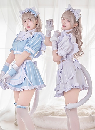 【即日発送】..天使界隈..エアリーキャットセパレートメイド《ハロウィンコスプレ10点セット》【Malymoon/マリームーン】【9918】