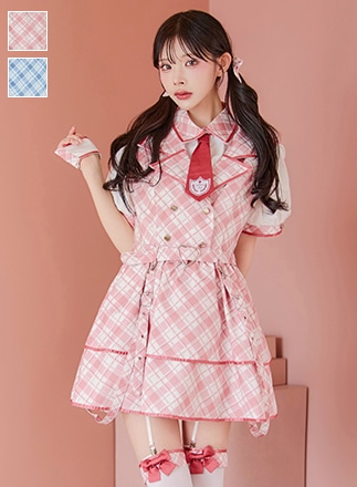 マリーンムーン アイドルチェックスクールガール ピンク Amazon.co.jp: [Malymoon] コスプレ 緩苺 K-POP 制服 ブレザー