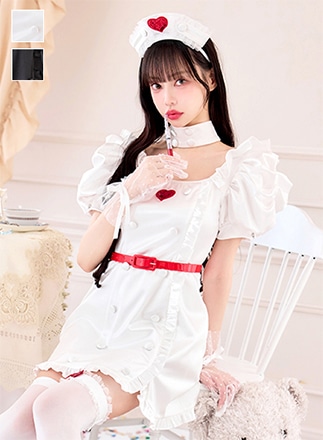 Malymoon マリームーン ナース コスプレ ホワイト 白 ハートドットホワイトナース[品番：MYMT0000869]｜Malymoon