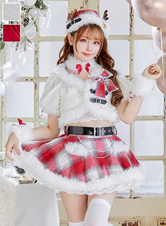 【即日発送】ロゼチェックビジューライントナカイ《クリスマスコスプレ11点セット》【Malymoon/マリームーン】【CS25051-2】