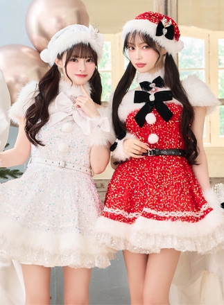 【1～3営業日で発送】【中村里砂&藤咲凪着用】スパークリージュエルリボンサンタ《クリスマスコスプレ9点セット》【Malymoon/マリームーン】【CS25059】