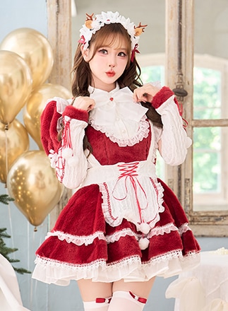 【即日発送】メルティボアラッフルトナカイメイド《クリスマスコスプレ8点セット》【Malymoon/マリームーン】【CS25085】