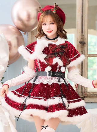 【予約-11月中旬頃より順次発送予定】ルージュベルベットビジュートナカイ《クリスマスコスプレ7点セット》【Malymoon/マリームーン】【CS25064】