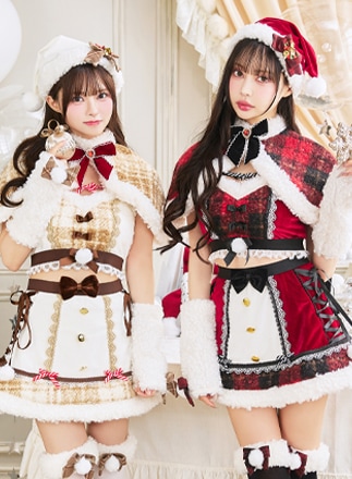 【1～3営業日で発送】【中村里砂&藤咲凪着用】ノエルドチェックケープサンタ《クリスマスコスプレ9点セット》【Malymoon/マリームーン】【CS25080】
