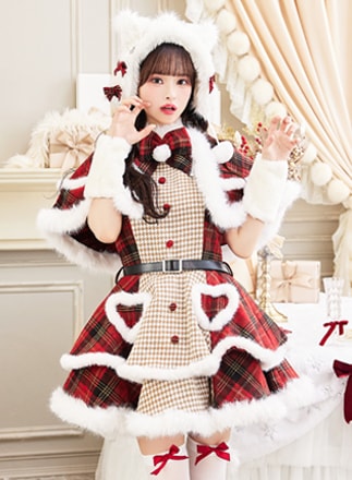 【予約-12月中旬頃より順次発送予定】【藤咲凪着用】ノエルクラシック千鳥キャットサンタ《クリスマスコスプレ9点セット》【Malymoon/マリームーン】【CS25058-2】