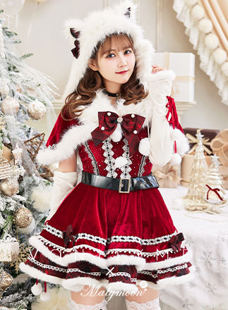 【予約-11月中旬頃より順次発送予定】【佐藤ノア着用】ポンポンファーキャットサンタ《クリスマスコスプレ9点セット》【vanityME. × Malymoon】【CS25063】