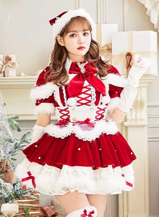 【予約】【佐藤ノア着用】ベルベットフルールパールサンタ《クリスマスコスプレ9点セット》【Malymoon/マリームーン】【CS25060-2】