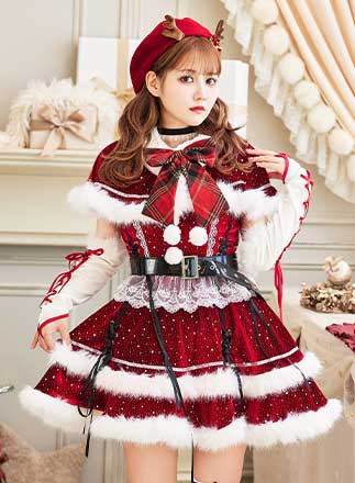 【予約-11月中旬頃より順次発送予定】【佐藤ノア着用】ルージュベルベットビジュートナカイ《クリスマスコスプレ7点セット》【Malymoon/マリームーン】【CS25064-2】