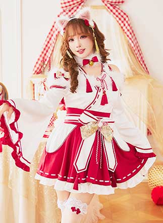 【予約-12月中旬頃より順次発送予定】ピュアリィファー巫女キャット《オリジナルコスプレ9点セット》【Malymoon/マリームーン】【CS25172】