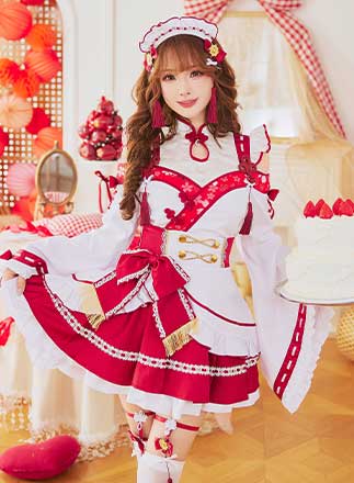 【予約-12月中旬頃より順次発送予定】ブルームルージュ巫女メイド《オリジナルコスプレ6点セット》【Malymoon/マリームーン】【CS25173】