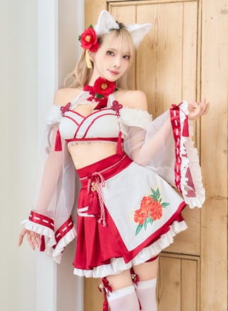 【即日発送】カメリアシアー狐巫女《オリジナルコスプレ9点セット》【Malymoon/マリームーン】【CS25174】