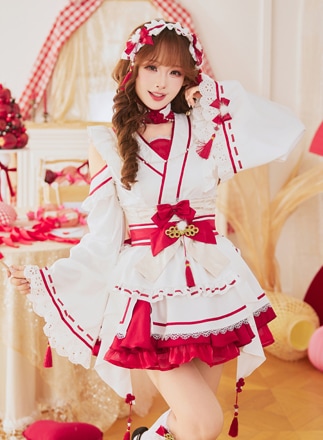 【即日発送】ホワイトフリリー巫女ドール《オリジナルコスプレ6点セット》【Malymoon/マリームーン】【CS25175】