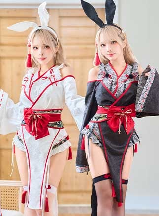 【予約-12月中旬頃より順次発送予定】ロングスリット巫女バニー《オリジナルコスプレ9点セット》【Malymoon/マリームーン】【CS25176】