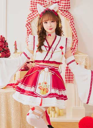 【予約-12月下旬頃より順次発送予定】ロマンティックブルーム巫女キャット《オリジナルコスプレ8点セット》【Malymoon/マリームーン】【CS25198】