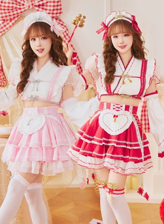 【即日発送】ラブミードール巫女メイド《オリジナルコスプレ7点セット》【Malymoon/マリームーン】【CS25197】