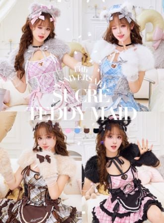 【即日発送】ハニーベアチェックメイド《オリジナルコスプレ10点セット》【Malymoon/マリームーン】【CS25206】