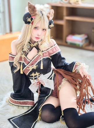 【即日発送】ブラックチャイナテールホースドレス《オリジナルコスプレ10点セット》【Malymoon/マリームーン】【CS25178】