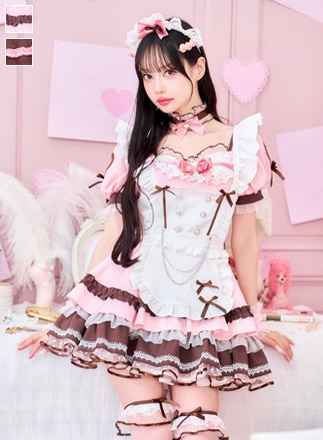 【ピンクは予約】【中村里砂着用】メルティホイップキャンディメイド《バレンタインコスプレ10点セット》【Malymoon/マリームーン】【CS25152】