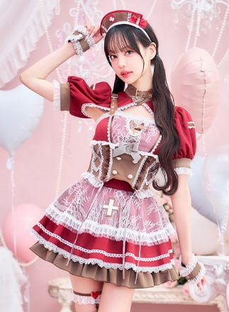 【即日発送】【中村里砂着用】ラブキュアショコラベリーナース《バレンタインコスプレ7点セット》【Malymoon/マリームーン】【CS25171】