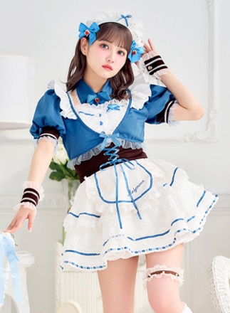 【即日発送】【佐藤ノア着用】ディープブルーロイヤルレースメイド《ホワイトデーコスプレ13点セット》【Malymoon/マリームーン】【CS25164-2】
