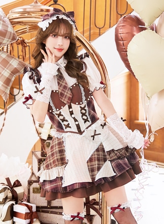 【即日発送】パッチワークドールチェックコスチューム《オリジナルコスプレ9点セット》【Malymoon/マリームーン】【CS26028】