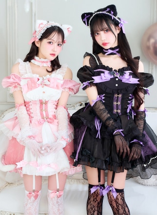 【予約-4月中旬頃より順次発送予定】【佐藤ノア&中村里砂着用】ツインプリンセスキャットドレス《オリジナルコスプレ15点セット》【Malymoon/マリームーン】【CS25218】