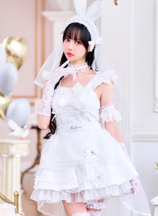 【予約-6月中旬頃より順次発送予定】【中村里砂着用】ホワイトピュアヴェールリボンバニー《オリジナルコスプレ13点セット》【Malymoon/マリームーン】【CS26046】