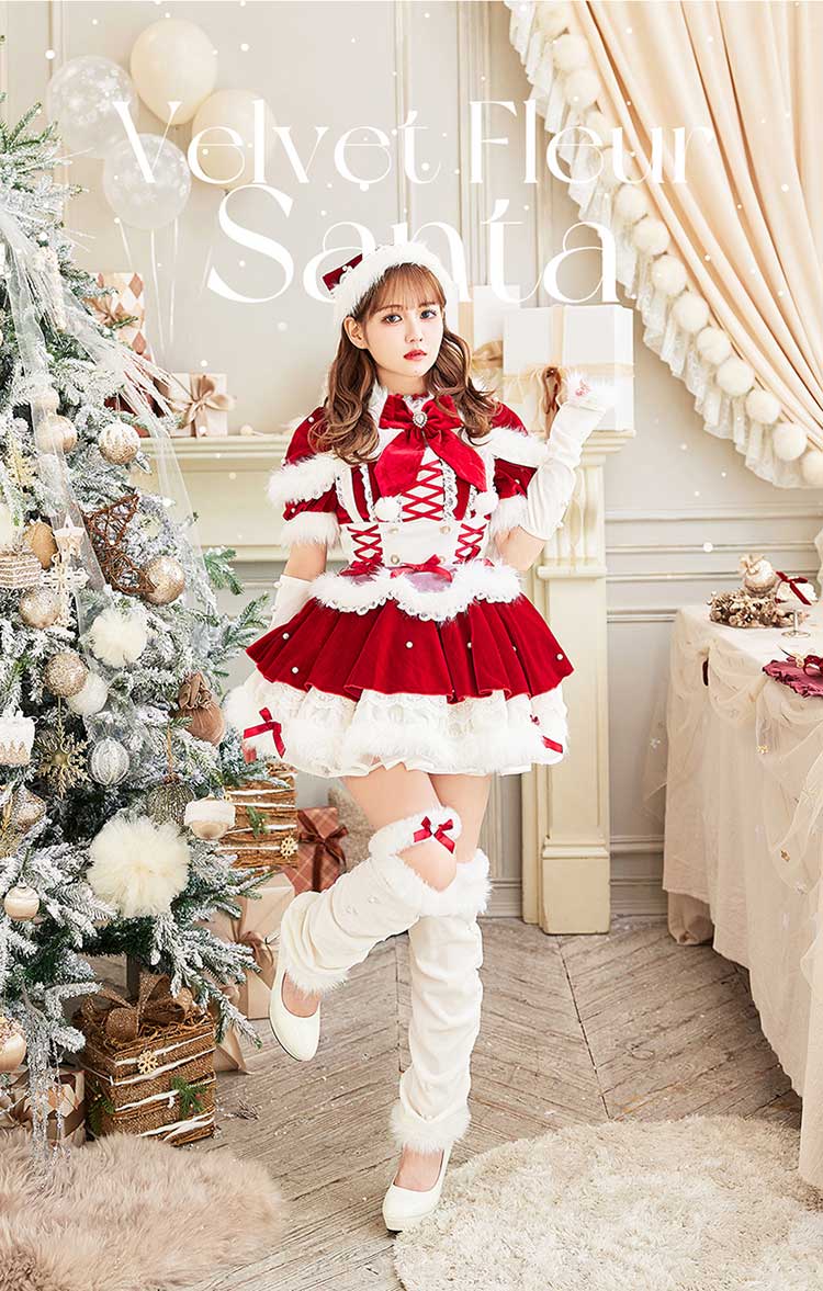 【MLサイズは予約】【佐藤ノア着用】ベルベットフルールパールサンタ《クリスマスコスプレ9点セット》【Malymoon/マリームーン】【CS25060-2】