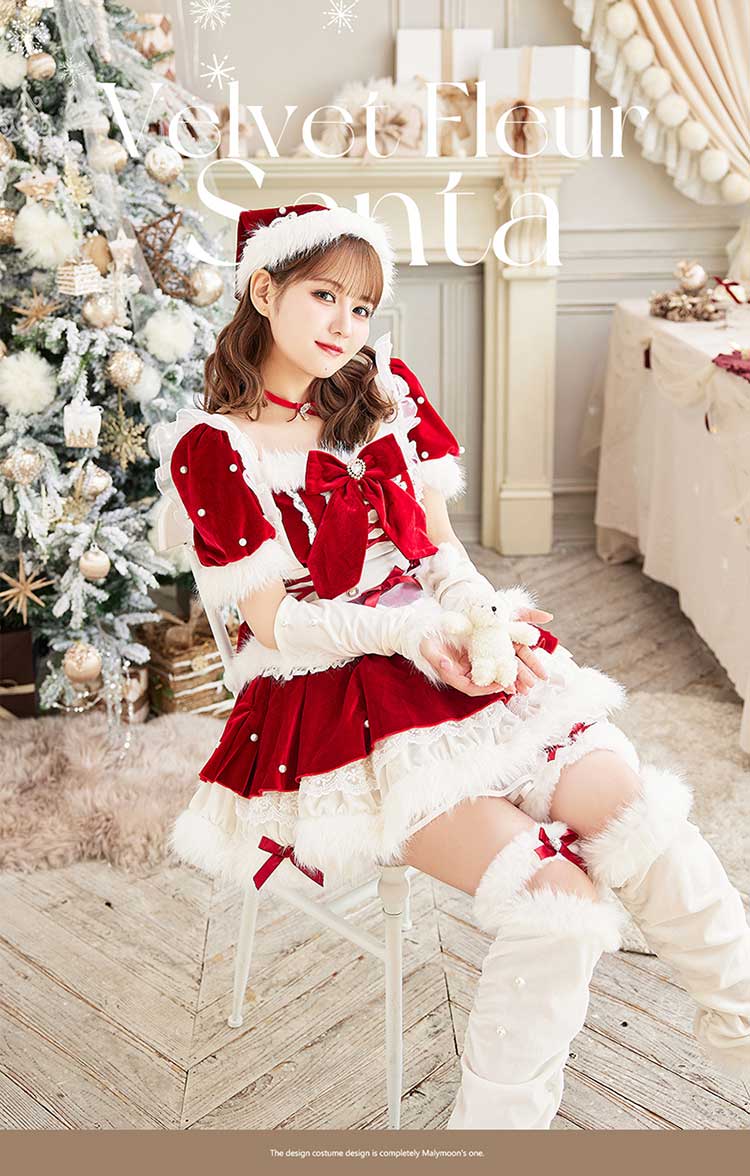 【MLサイズは予約】【佐藤ノア着用】ベルベットフルールパールサンタ《クリスマスコスプレ9点セット》【Malymoon/マリームーン】【CS25060-2】