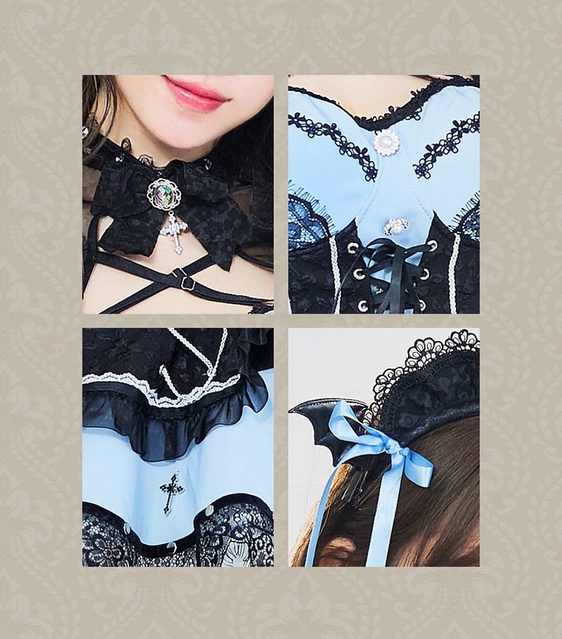 【即日発送】ダークアイリスサキュバスメイド 《ハロウィンコスプレ12点セット》【Malymoon/マリームーン】【CS25221】