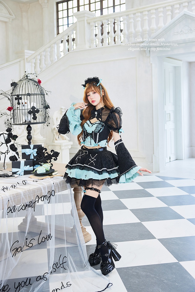 【即日発送】ダークアイリスサキュバスメイド 《ハロウィンコスプレ12点セット》【Malymoon/マリームーン】【CS25221】
