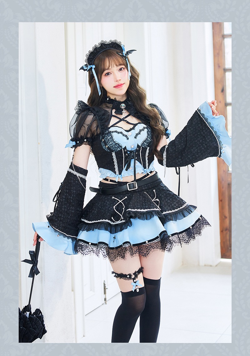 【即日発送】ダークアイリスサキュバスメイド 《ハロウィンコスプレ12点セット》【Malymoon/マリームーン】【CS25221】