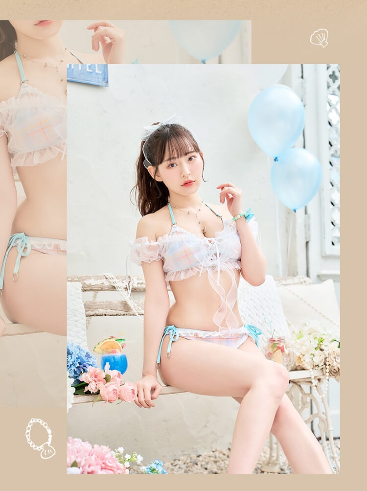 即日発送】シルキーシャボンチェックビキニ《レディース水着5点