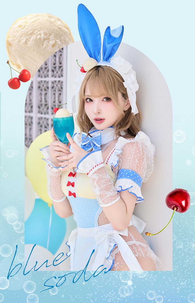 【予約-9月5日頃より順次発送予定】クリームソーダバニーメイド《ハロウィンコスプレ8点セット》【Malymoon/マリームーン】【CS25044】