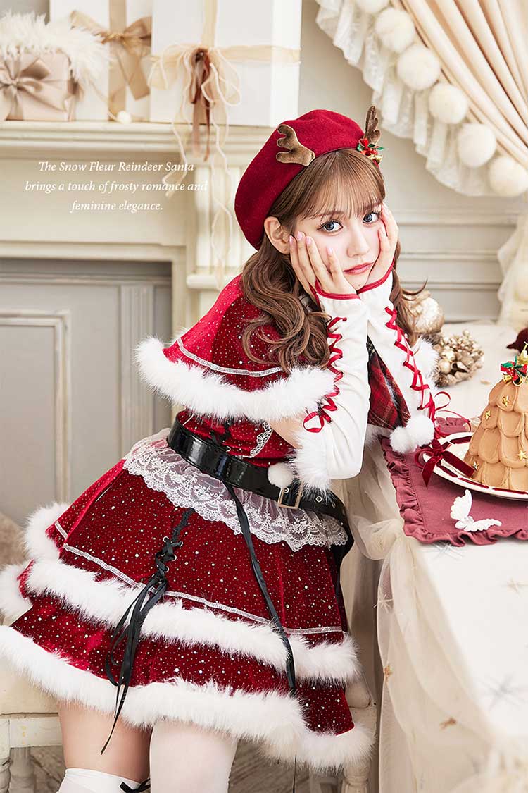 【即日発送】【佐藤ノア着用】ルージュベルベットビジュートナカイ《クリスマスコスプレ7点セット》【Malymoon/マリームーン】【CS25064-2】