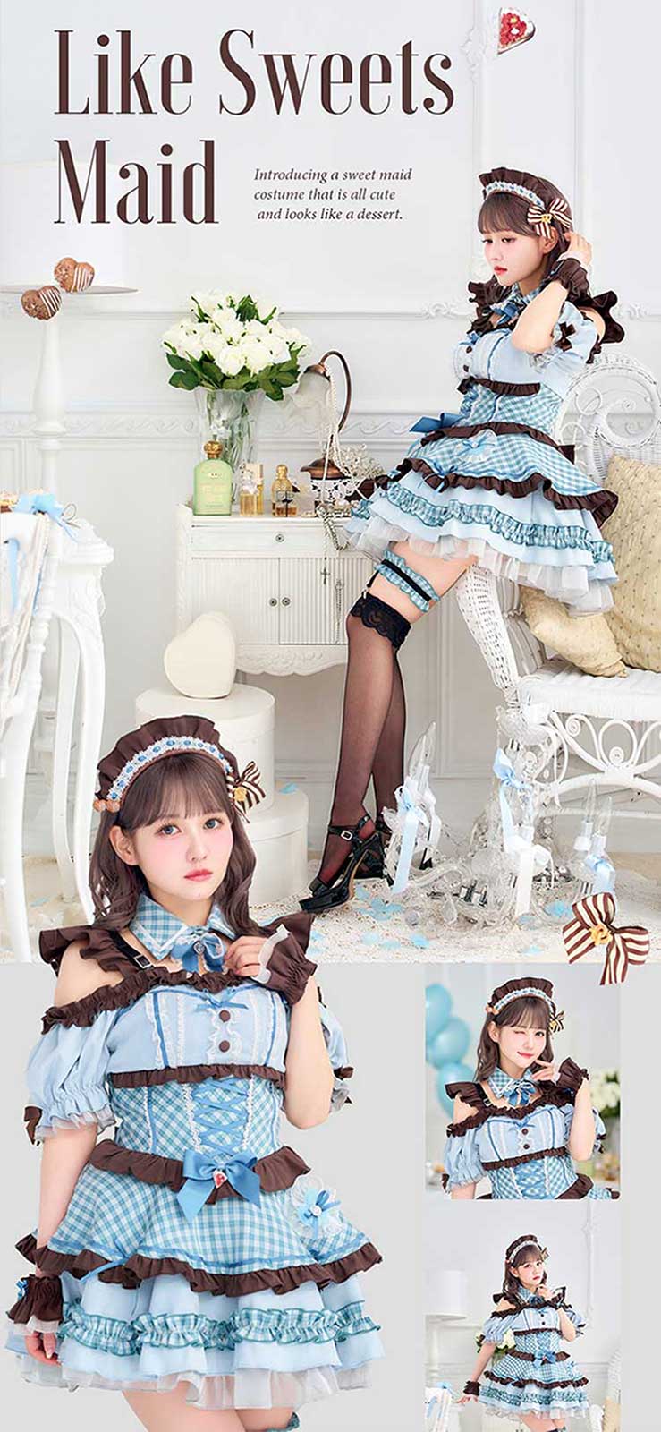 【即日発送】【佐藤ノア着用】スウィーツライクアイスブルーメイド《ホワイトデーコスプレ10点セット》【Malymoon/マリームーン】【CS25153-2】