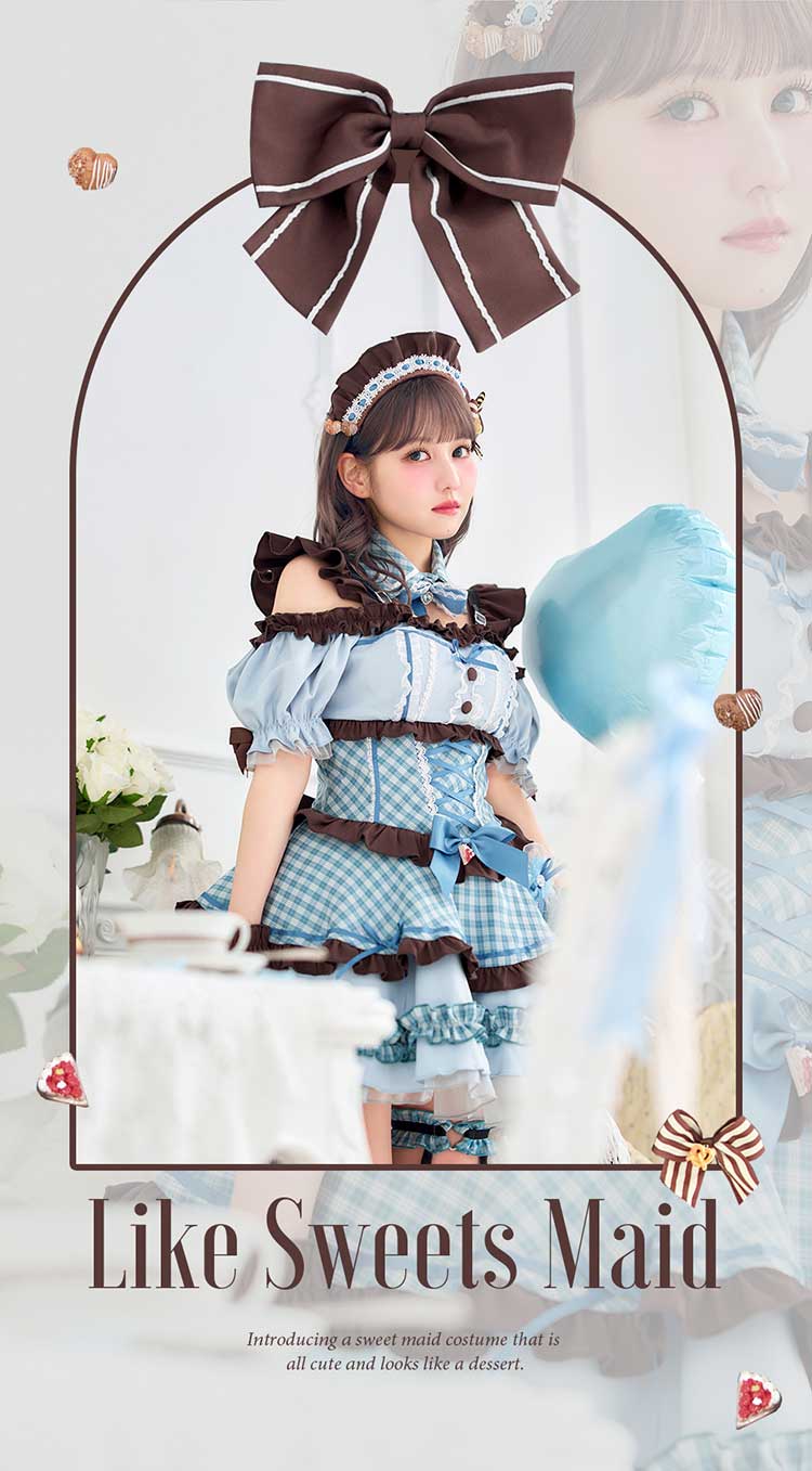 【即日発送】【佐藤ノア着用】スウィーツライクアイスブルーメイド《ホワイトデーコスプレ10点セット》【Malymoon/マリームーン】【CS25153-2】