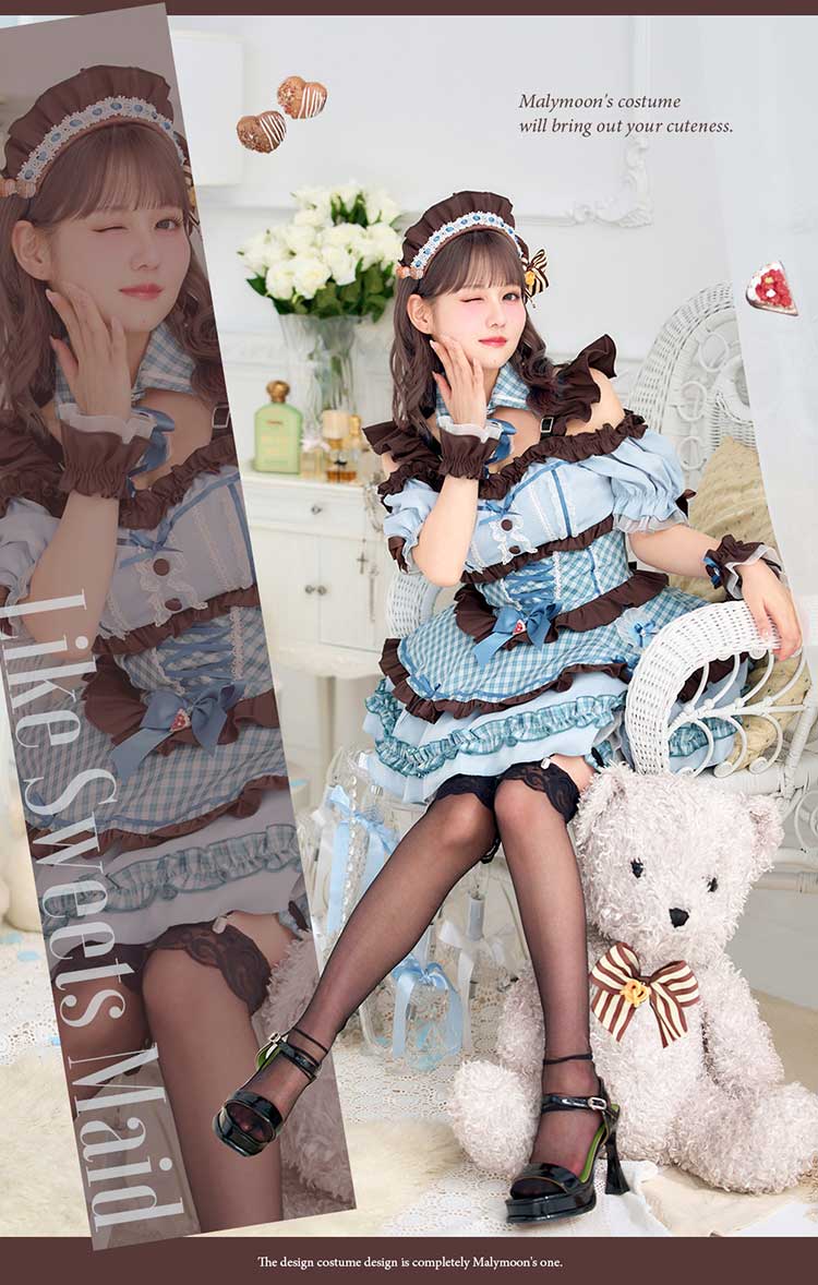 【即日発送】【佐藤ノア着用】スウィーツライクアイスブルーメイド《ホワイトデーコスプレ10点セット》【Malymoon/マリームーン】【CS25153-2】