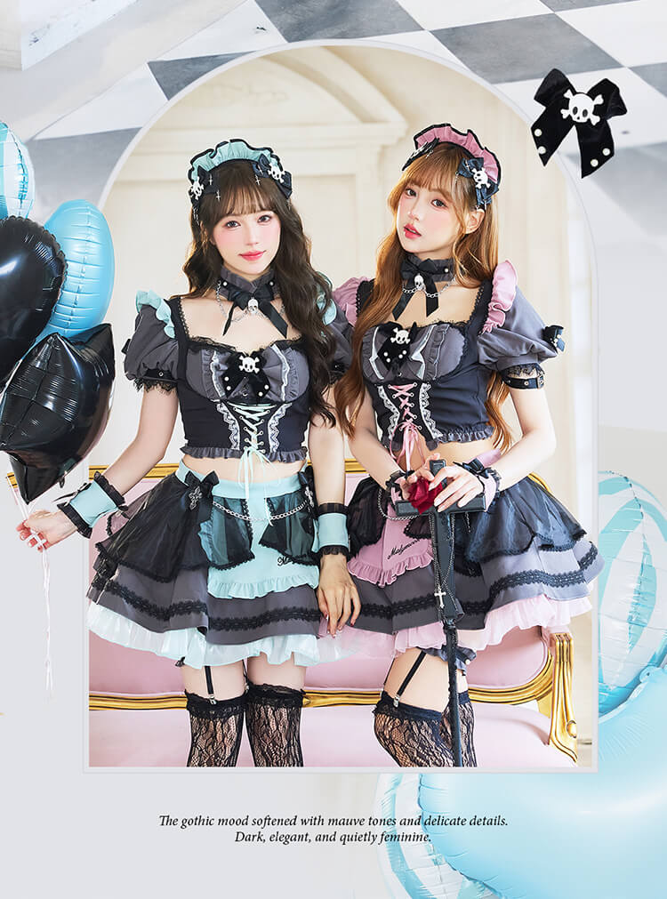 ピンクは予約】モーヴスカルゴシックメイド《ハロウィンコスプレ11点