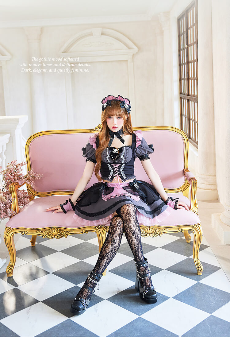 ピンクは予約】モーヴスカルゴシックメイド《ハロウィンコスプレ11点