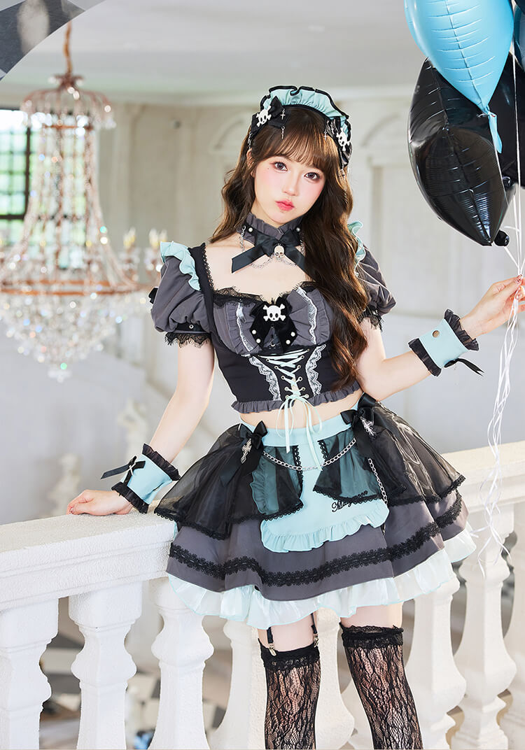 ピンクは予約】モーヴスカルゴシックメイド《ハロウィンコスプレ11点
