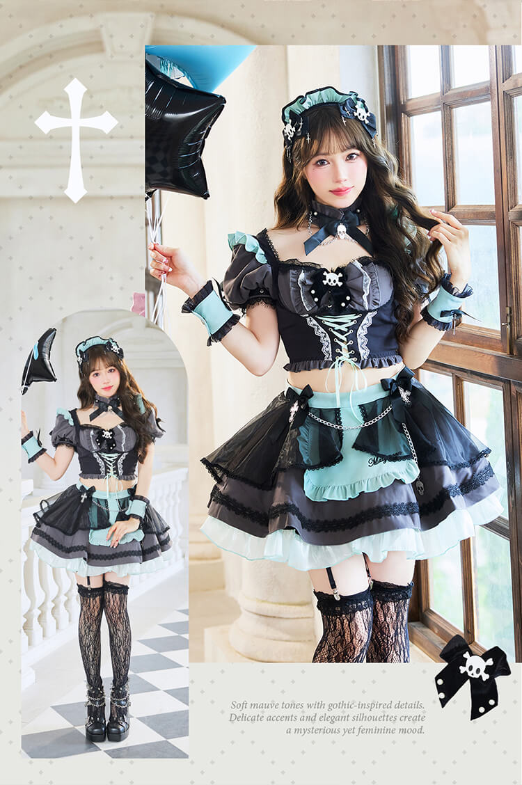 ピンクは予約】モーヴスカルゴシックメイド《ハロウィンコスプレ11点