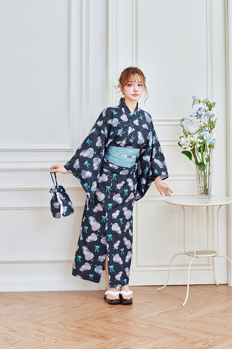 【2～3営業日で発送】夏色チェッククリームソーダ2way浴衣《浴衣4点セット》【Malymoon/マリームーン】【YK2510302】