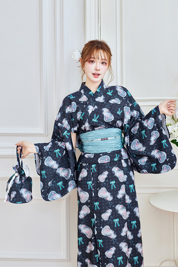 【2～3営業日で発送】夏色チェッククリームソーダ2way浴衣《浴衣4点セット》【Malymoon/マリームーン】【YK2510302】