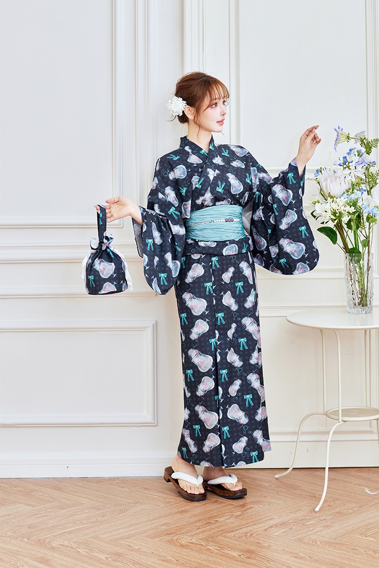 【2～3営業日で発送】夏色チェッククリームソーダ2way浴衣《浴衣4点セット》【Malymoon/マリームーン】【YK2510302】