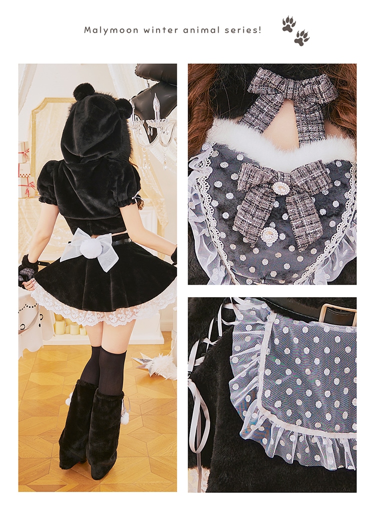 【ホワイトは予約】ファンシードットスノーベア《オリジナルコスプレ10点セット》【Malymoon/マリームーン】【CS25140】