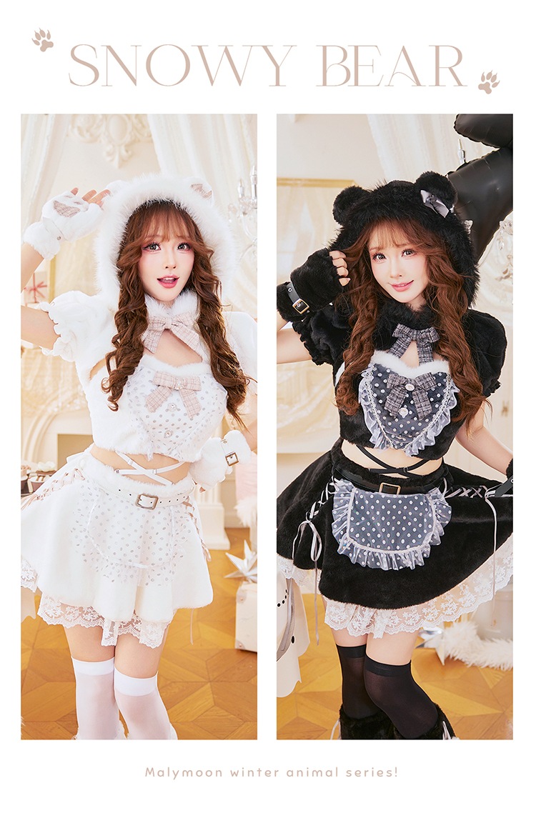【ホワイトは予約】ファンシードットスノーベア《オリジナルコスプレ10点セット》【Malymoon/マリームーン】【CS25140】